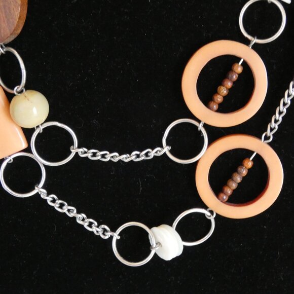 CHICO'S Wood Mixed-Media 40"-45" Statement Necklace / Belt - Picture 3 of 4